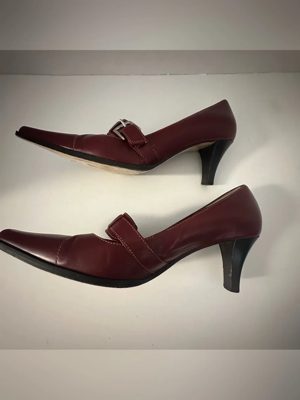 Coach Women's Burgundy Leather Buckle Pumps